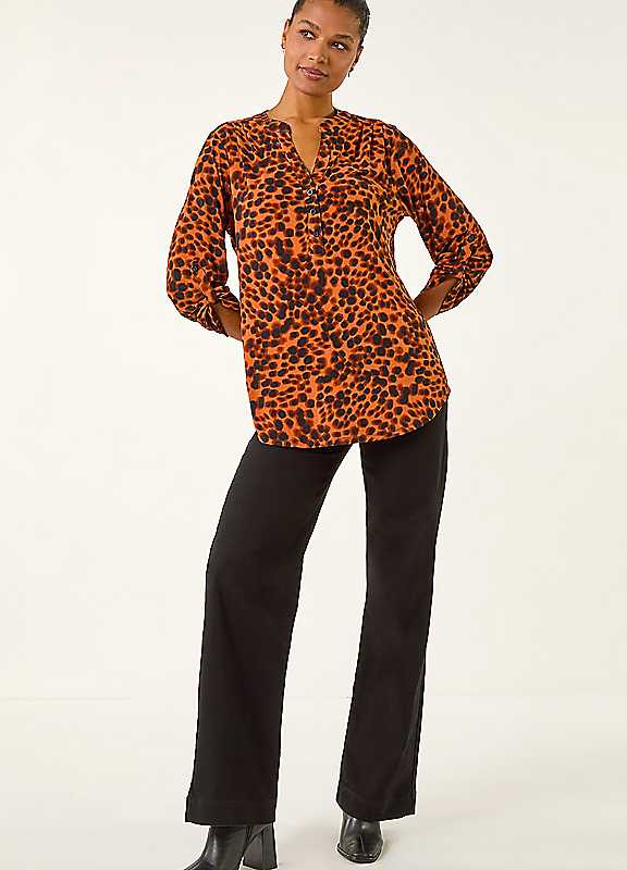 Roman Women's Copper Spot Print Stretch Top In | Size: 14 - Image 3