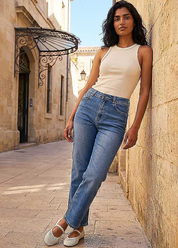 Roman Women's Light Blue Straight Leg Stretch Jeans In Size 18 - Image 3