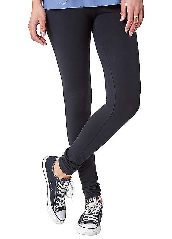 Roman Women's Black Stretch Plain Elastic Waist Leggings In | Size: 16 - Image 2