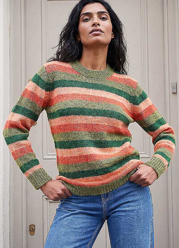 Roman Women's Orange Stripe Soft Knit Jumper In | : Size 14 - Image 8