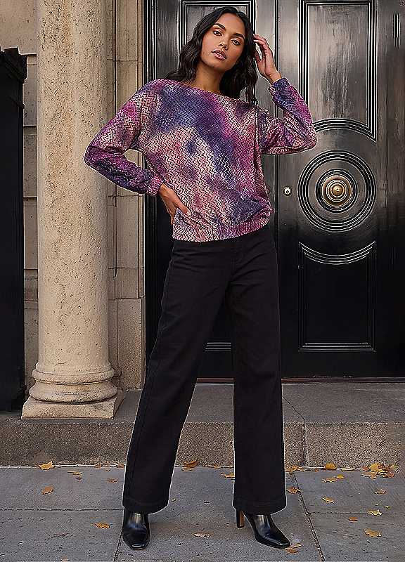 Roman Women's Pink Textured Burnout Print Top In Size 18 - Image 7