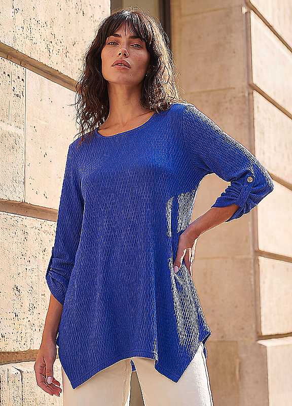 Roman Women's Royal Textured Stretch Tunic Top In Size 10 - Image 6