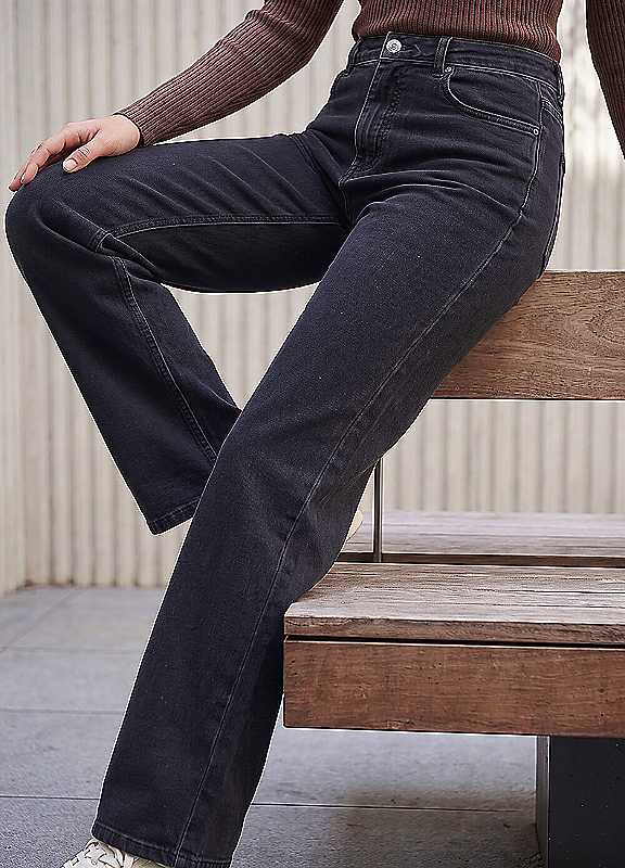 Roman Womens Wide Leg Stretch Denim Trousers, Grey, Size 10, Women - Image 3