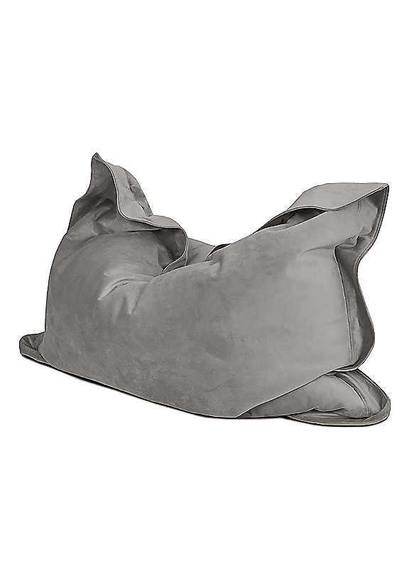 Rucomfy Extra Large Velvet Squarbie Beanbag Pebble Gre
