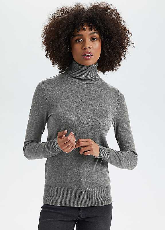 Saint Tropez Mist Grey Melange Mila Rollneck Pullover Xxl