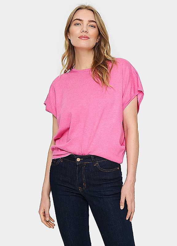 Saint Tropez Pink Mila Short Sleeve Round Neck Pullover Xxl