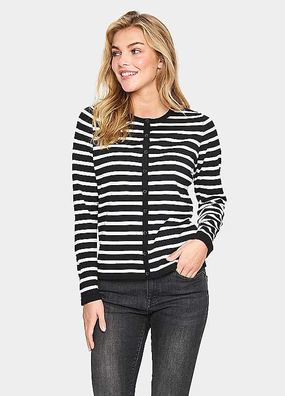 Saint Tropez Mila Striped Button Slim Fit Cardigan