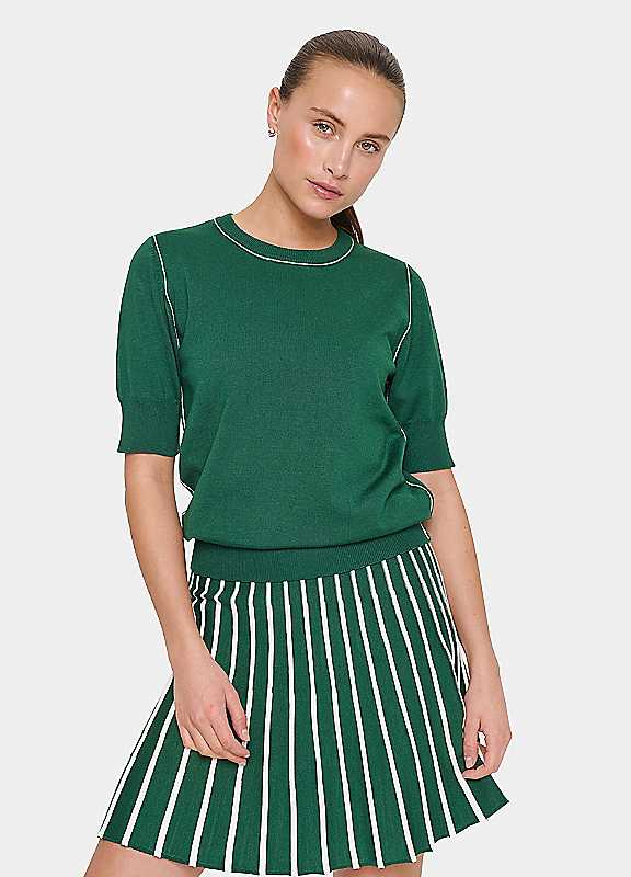 Saint Tropez Women's MilaneSZ Short Sleeve Pullover Jumper in Bottle Green | Size: Medium - Image 3