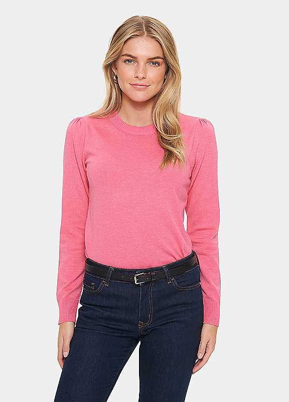 Saint Tropez Women's MilaSZ Crew Neck Knit Jumper in Pink | Size: 2XL - Image 2