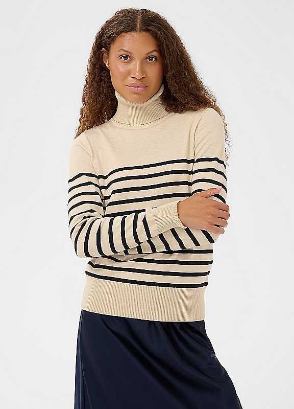 Saint Tropez Women's MilaSZ Roll Neck Long Sleeve Jumper in Ecru | Size: Medium - Image 2