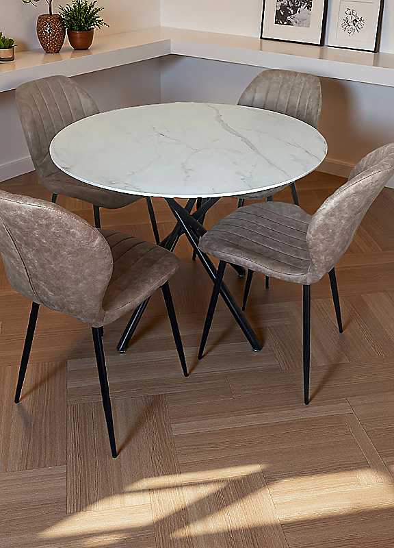 Indoor Living - Leather Dining Set - 4 Seater - Tan - Image 5