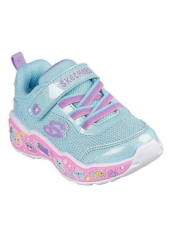 Skechers Girls Turquoise Play Scene Fun Squad First Walker Trainers Size 4 Kids