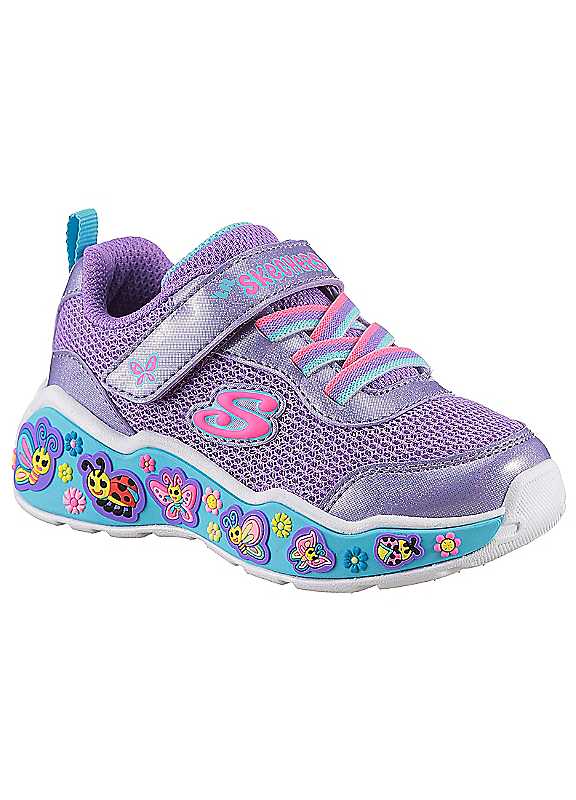 Skechers Girls Purple Play Scene Fun Squad First Walker Trainers Size 8 Kids
