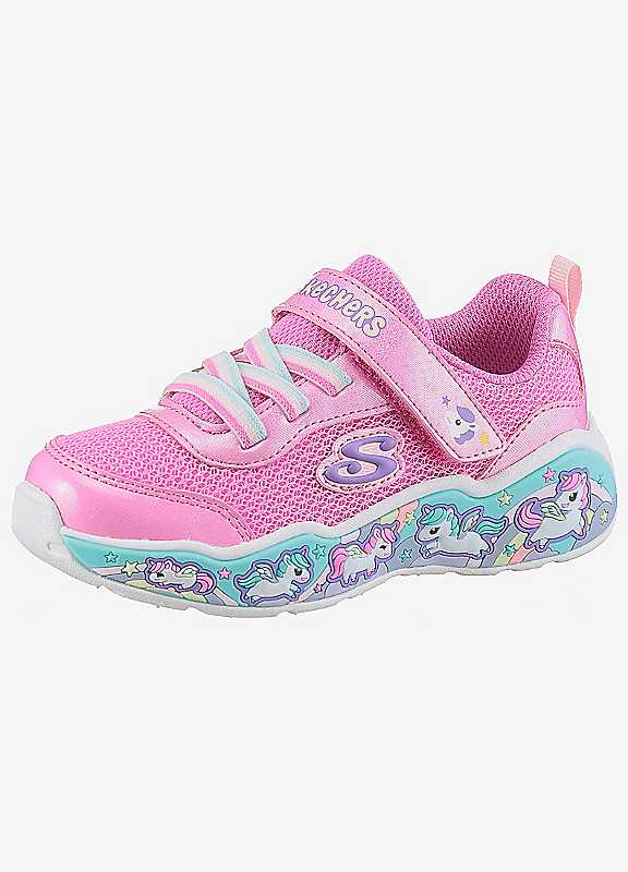 Skechers Girls Pink Play Scene Fun Squad First Walker Trainers Size 4 Kids