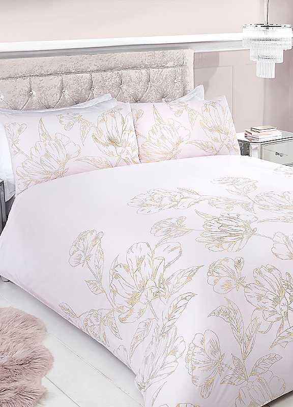 Sleepdown Floral Duvet Cover Set Metallic