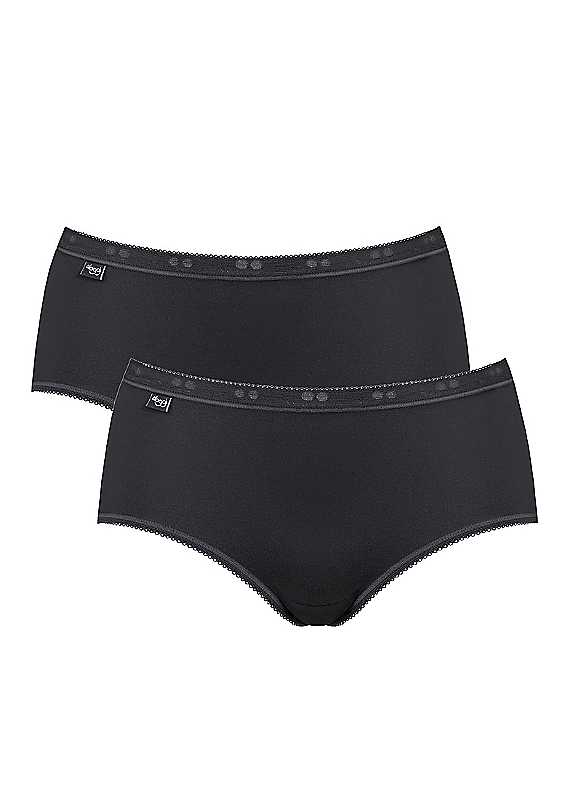 Sloggi Women's Black Pack Of 2 Midi Briefs Size 18