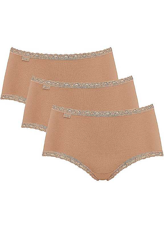 Sloggi Taupe Blush Pack Of 3 Cotton Midi Briefs Size 22