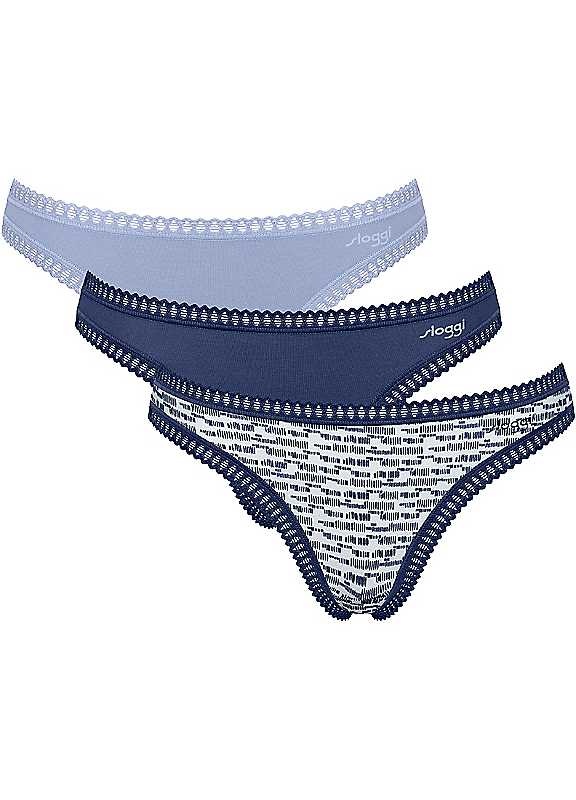 Sloggi Blue Multi Pack Of 3 Thongs Small