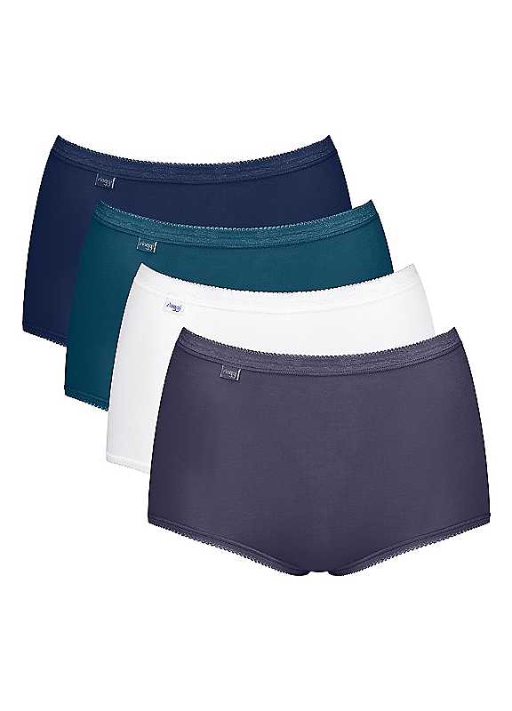 Sloggi White/Blue Pack Of 4 Basic Maxi Briefs