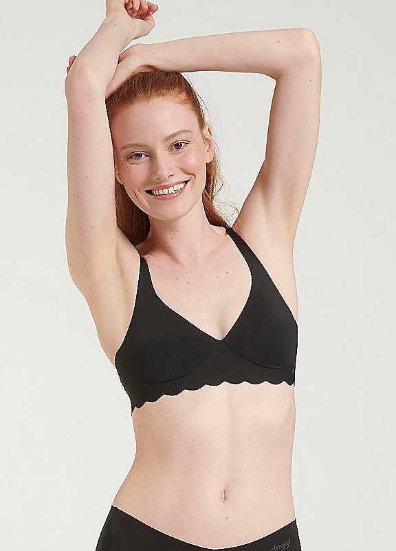 Sloggi Women's Black Zero Microfibre Nonwired Seamless Bra Extra Small