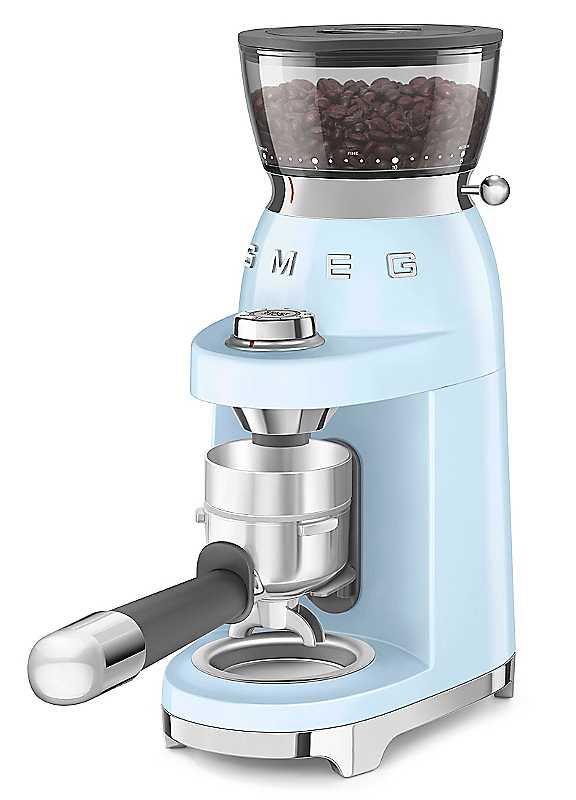 Smeg 50'S Style Electric Coffee Grinder, Features A Conical Burr, 30 Bean Grinding Levels, Pastel Blue, Cgf03pbuk - Image 8