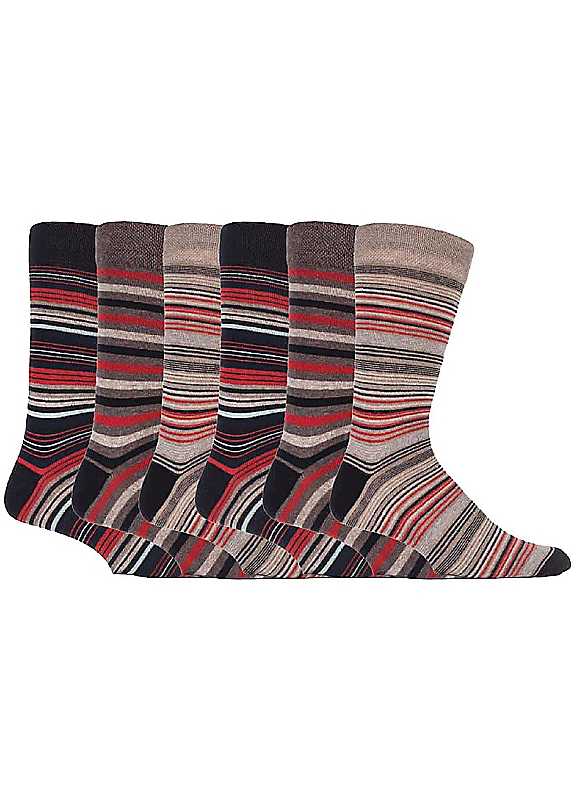 Sock Snob Mens 6 pack colourful striped patterned dress cotton socks 7 styles - Beige - Size UK 6-11 - Image 3