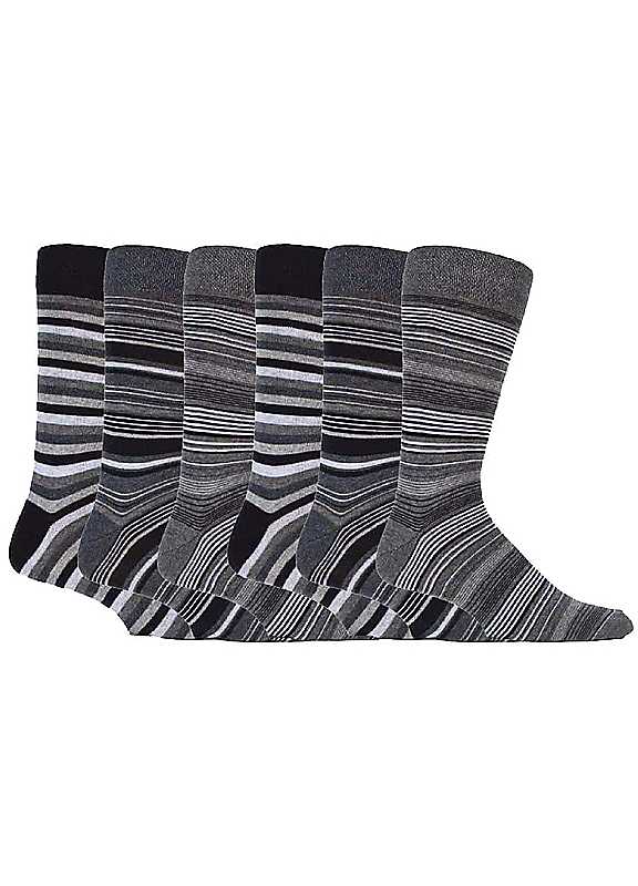 Sock Snob Men's Grey 6 Pack Colourful Striped Patterned Dress Cotton Socks In 7 Styles In | Size: 6-11 - Image 3