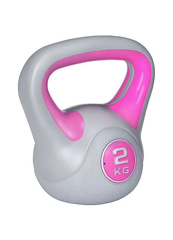 Sportnow Pink Kettlebell, 2Kg Kettle Bells With Handle For Home Gym Weight Lifting And Strength Training, And Grey - Image 2