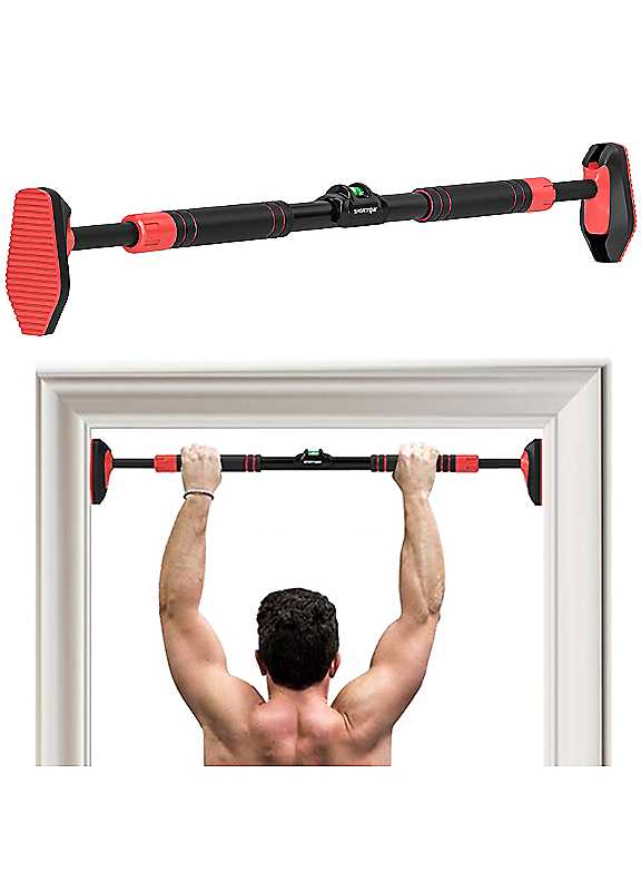 Sportnow Red Pull Up Bar Doorway No Screws, Door Frame Chin Up Bar With Level Metre, 96-130 Cm (37.8"-51.2") Width Adjustable For Home Gym, Max Load 200Kg - Image 3