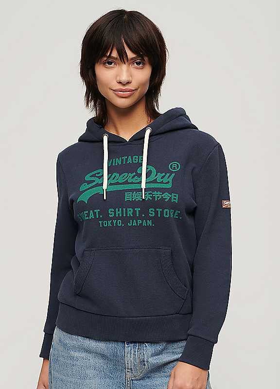Superdry Classic Heritage Hoodie Navy Marl