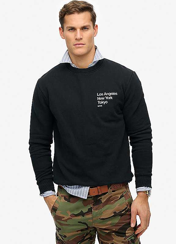 Superdry Black Core Logo City Crew Neck Sweatshirt 3XL