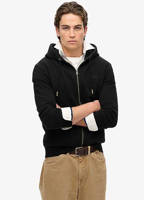 Superdry Black Essential Logo Zip Hoodie 2XL