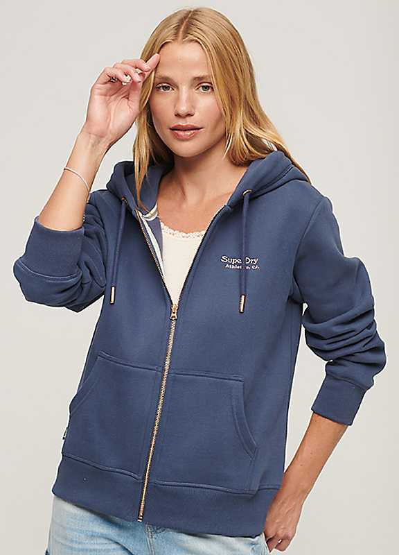 Superdry Essential Logo Zip Hoodie Marine Navy