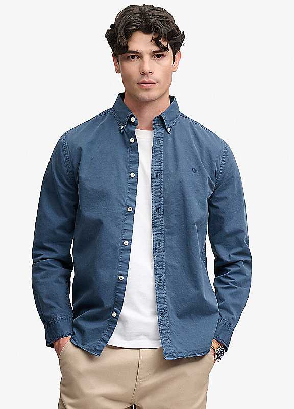 Superdry Garment Dyed Long Sleeve Shirt, Dark Blue, Size Xl, Men - Image 3