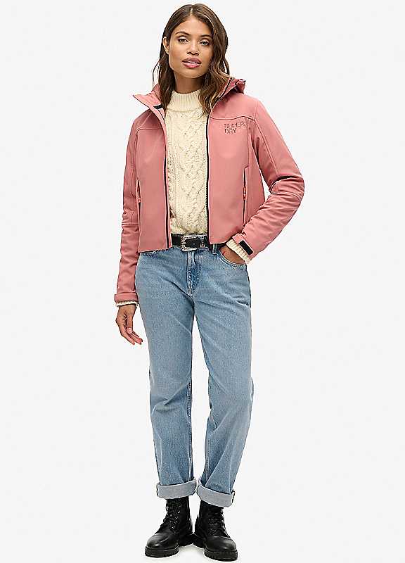 Superdry Women's Pink Hooded Softshell Trekker Jacket Large
