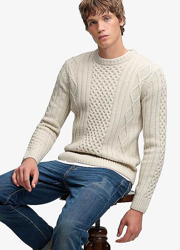 Superdry Beige Twisted Jumper Jacob Cable - Image 2