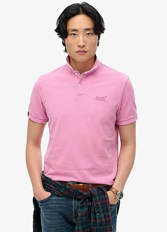 Superdry Fuchsia Pink Vintage Destroy Polo Shirt Small