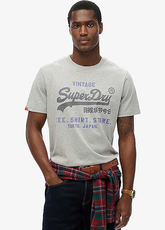 Superdry College Grey Marl Vintage Logo Heritage Relaxed Tee 2XL