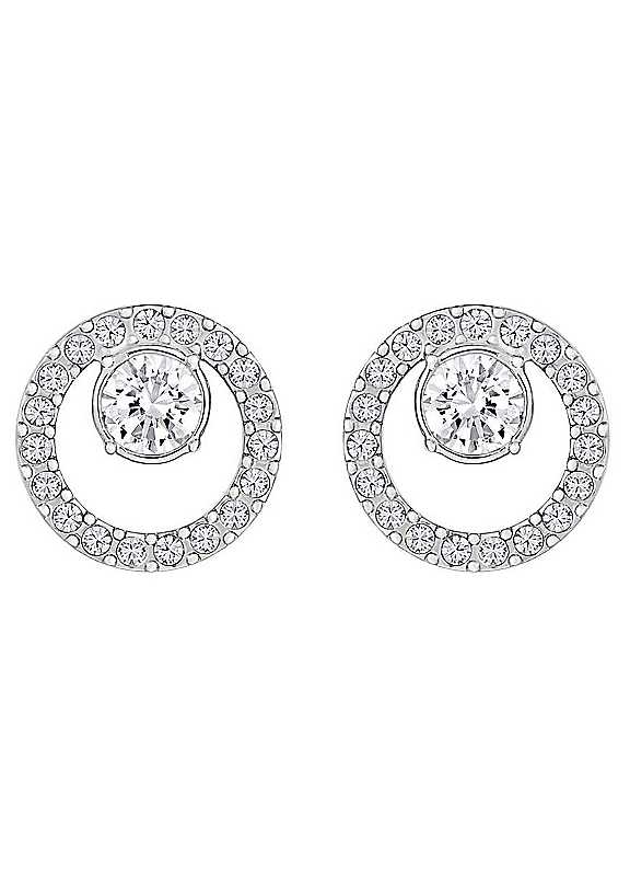 Swarovski Silver Creativity Circle Pierced Earrings Small