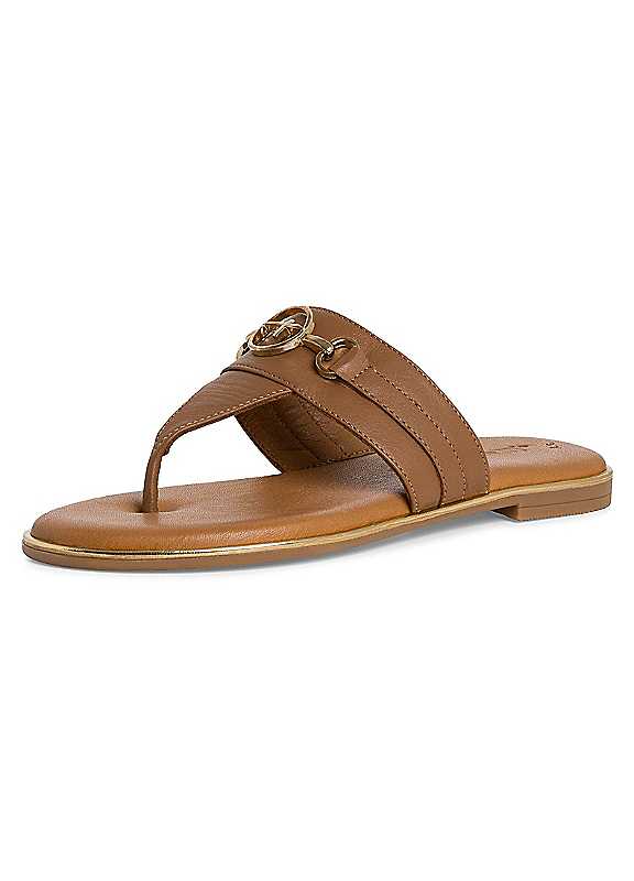Tamaris Toe Separator Sandals Cognac