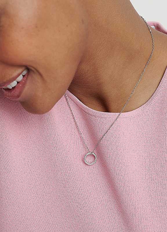Ted Baker Unisex Kids Clear Crystal Silver Tone Heri: Crystal Hoop Pendant Necklace - Image 2