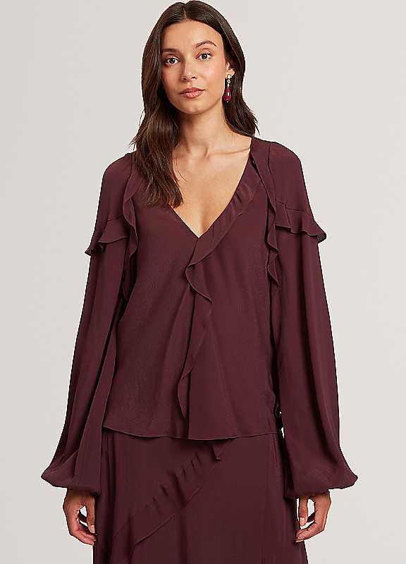 Ted Baker Women's Red Long-Sleeve Frill Blouse in Size 8, Sports Direct - Image 4