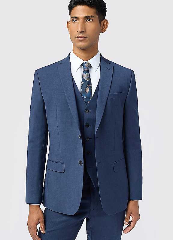 Ted Baker Blue Single Breasted Long Sleeve Slim Fit Two Button Suit Jacket