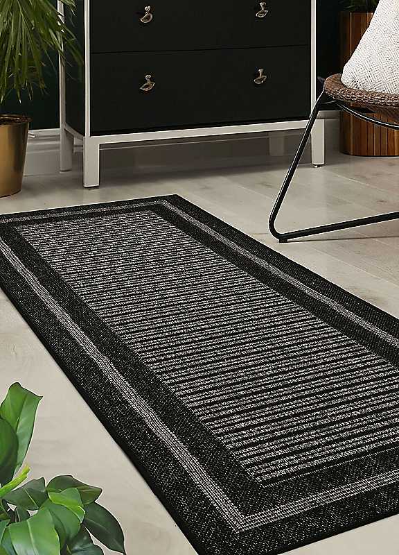 The Homemaker Rugs Collection Black Gel Backed Border Runner Size 60 X 230 Cm