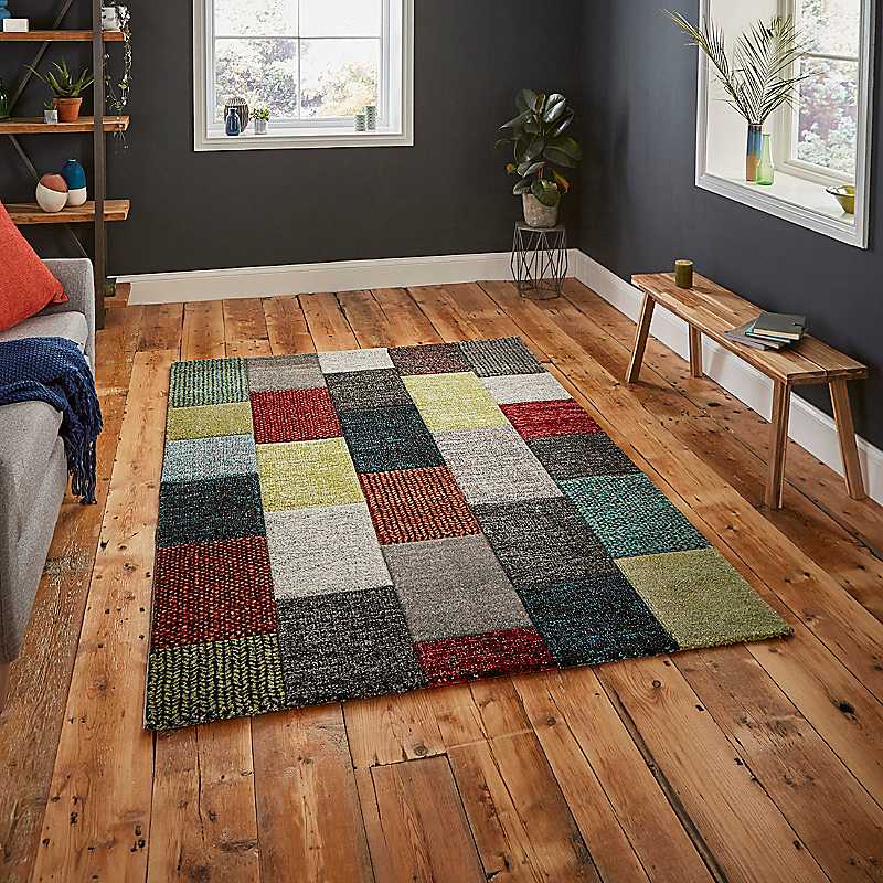 Think Rugs Grey/Multi Brick Rug Size 120 X 170 Cm