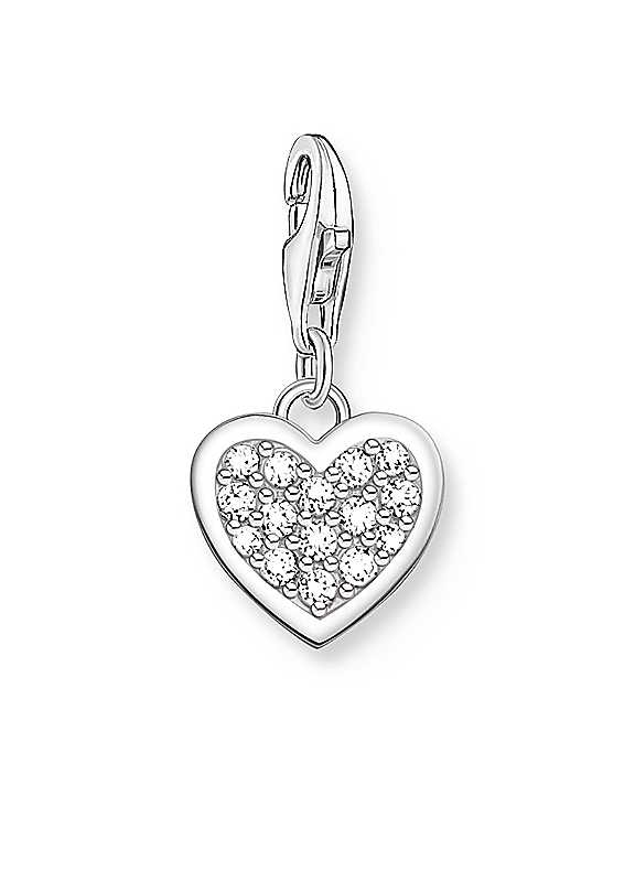 Thomas Sabo Silver Coloured Charm Club Silver Glitter Heart Pendant