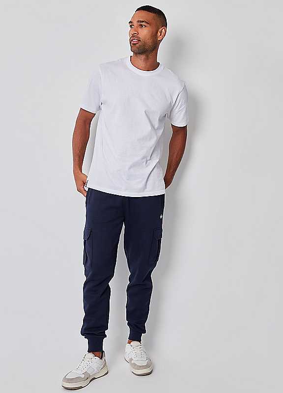 Threadbare Men's Blue The Essential Cargo Joggers In Navy - Image 3