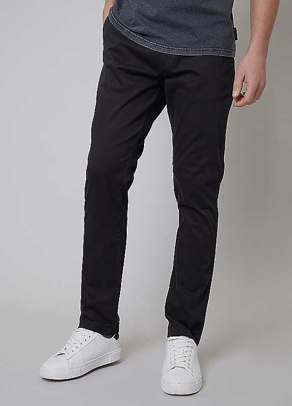 Threadbare Black Castello Cotton Slim Fit Chino Trousers With Stretch 34R