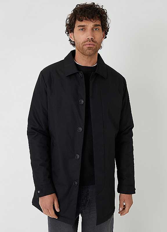 Threadbare Men's Black Collared Coat In - Image 2