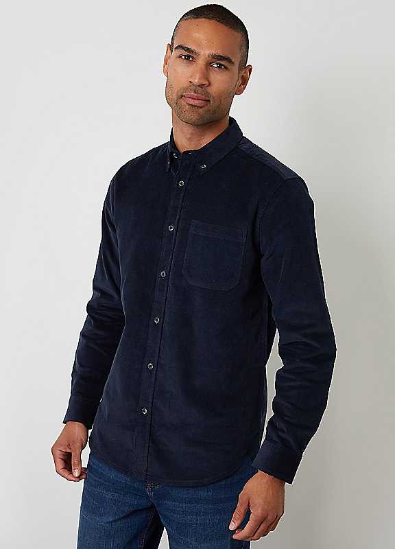 Threadbare Men's Navy Corduroy Shirt In | : 2XL - Image 3